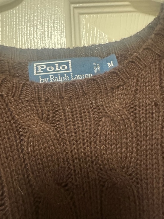 Ralph Lauren Dark Brown Cable-Knit Crewneck Sweater - Picture 8 of 15